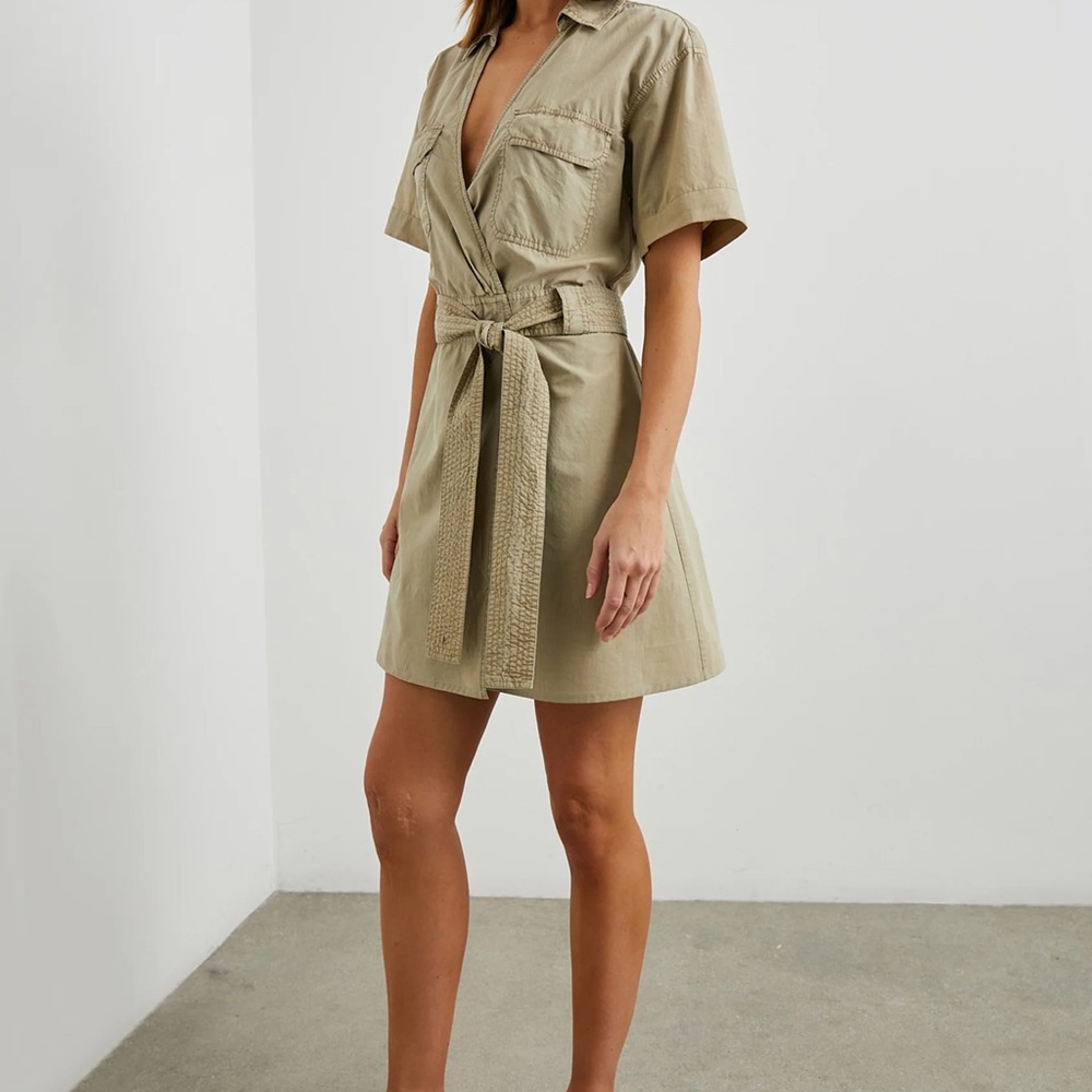 Rails Utility Wrap Shirt Dress in Light Khaki - Picture 3 of 3